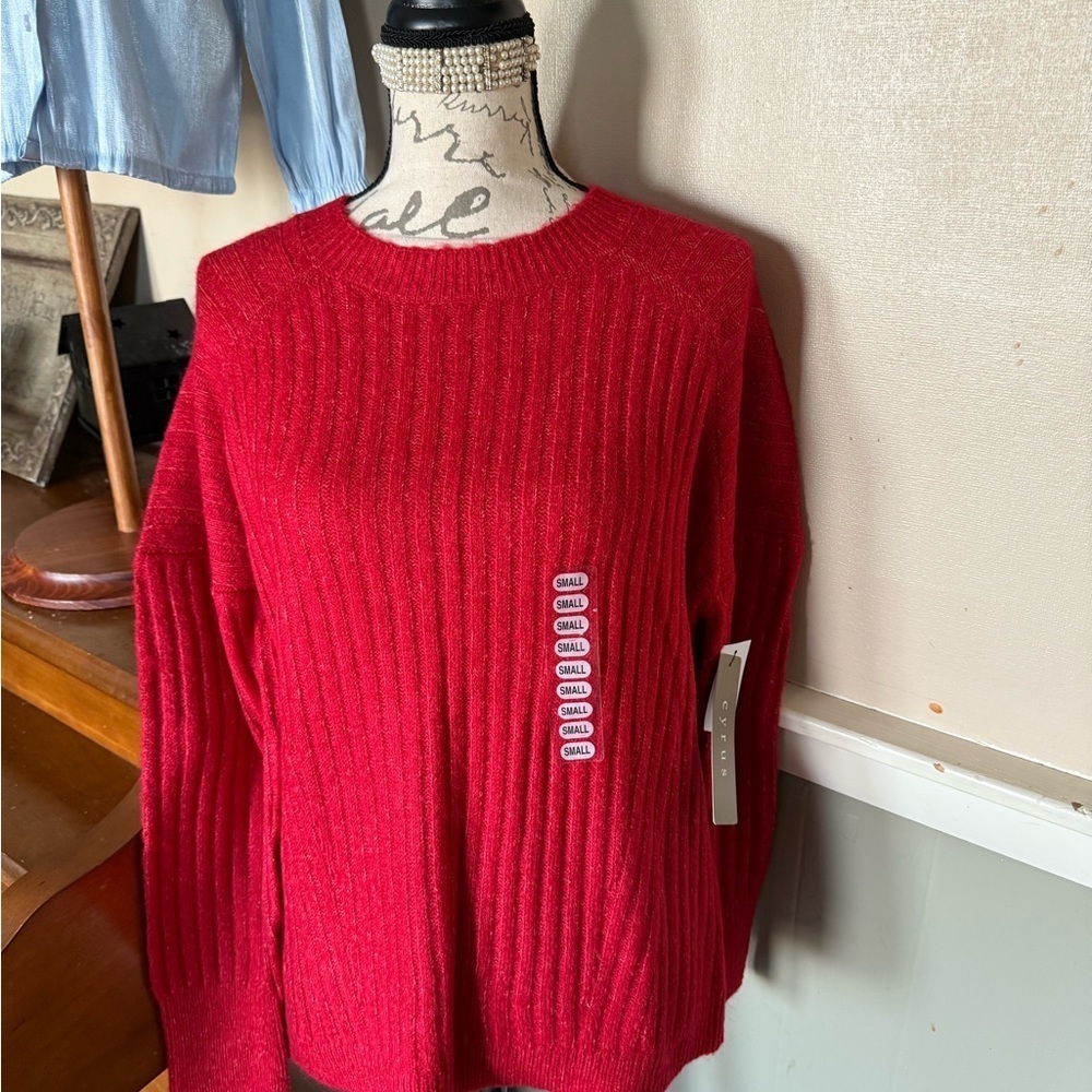 Cyrus Red Crew Neck Sweater